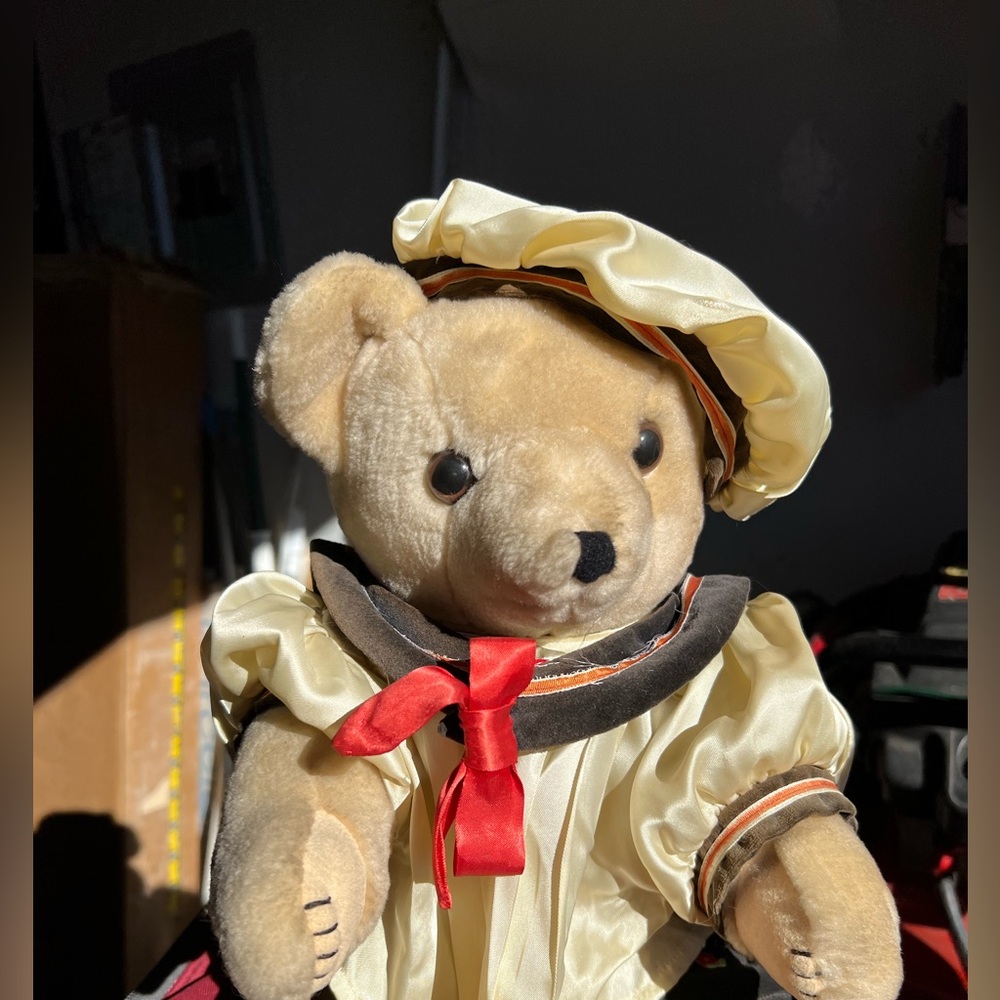 Charming Cream Teddy Bear with Red Accents